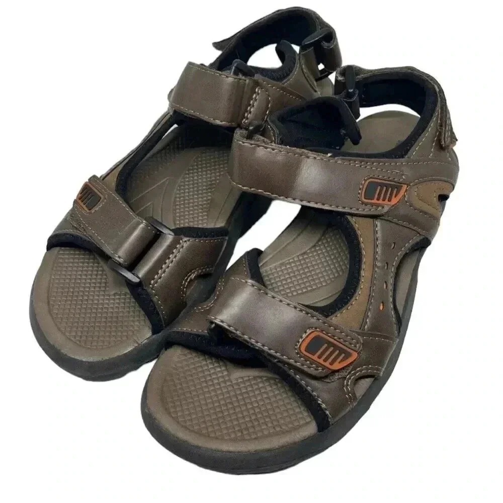 Rugged Outback Mens Brown Sport Sandals Triple Strap Hiking‎ Shoes Size 9.5